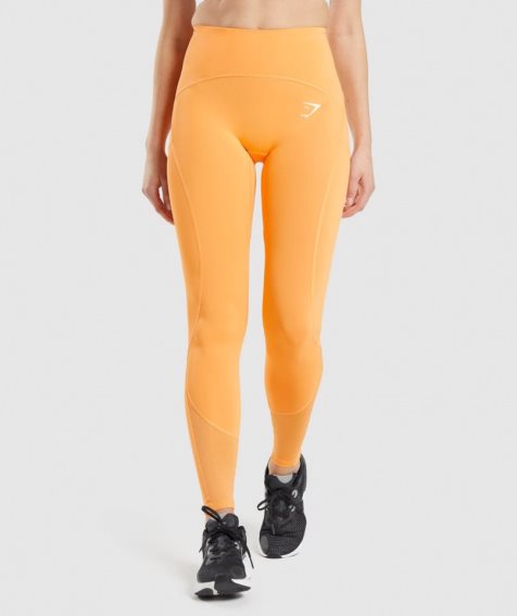 Women's Gymshark Pulse Mesh Leggings Orange | NZ 7GTLVJ